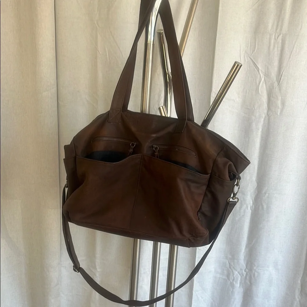 Leather Overnight Bag with Soft Unstructured Design